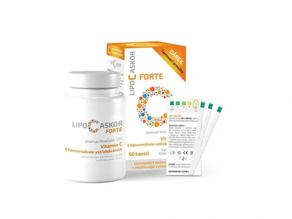 LIPO C ASKOR FORTE cps 60 ks - vitamín C s lipozomálnym vstrebávaním + testovacie prúžky, 1x1 set